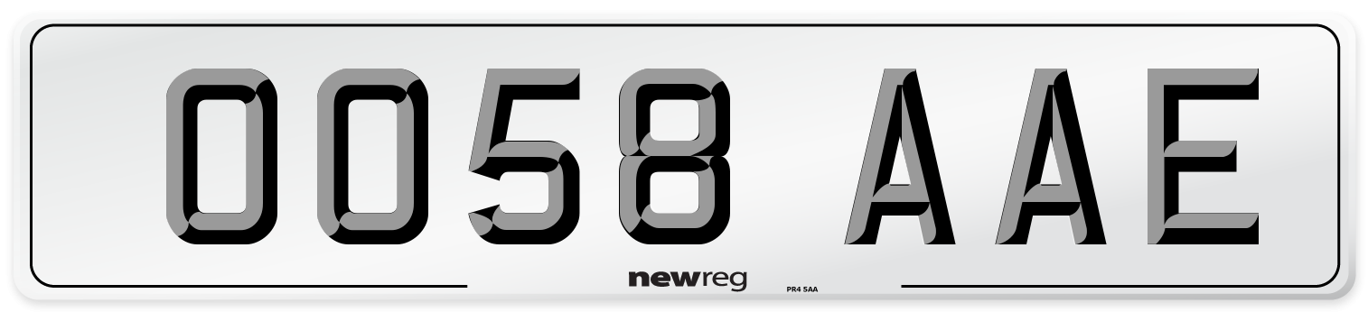 OO58 AAE Number Plate from New Reg